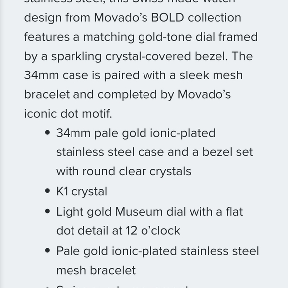 Movado Bold Mesh Women's Watch Crystal Bezel - Picture 9 of 12